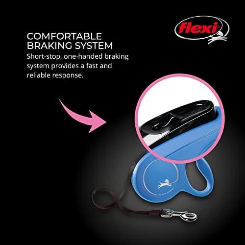 FLEXI Classic Cord Retractable Dog Leash, Small, 16 ft (4.8 m) Blue | German Engineered for Reliable Control thumbnail 4