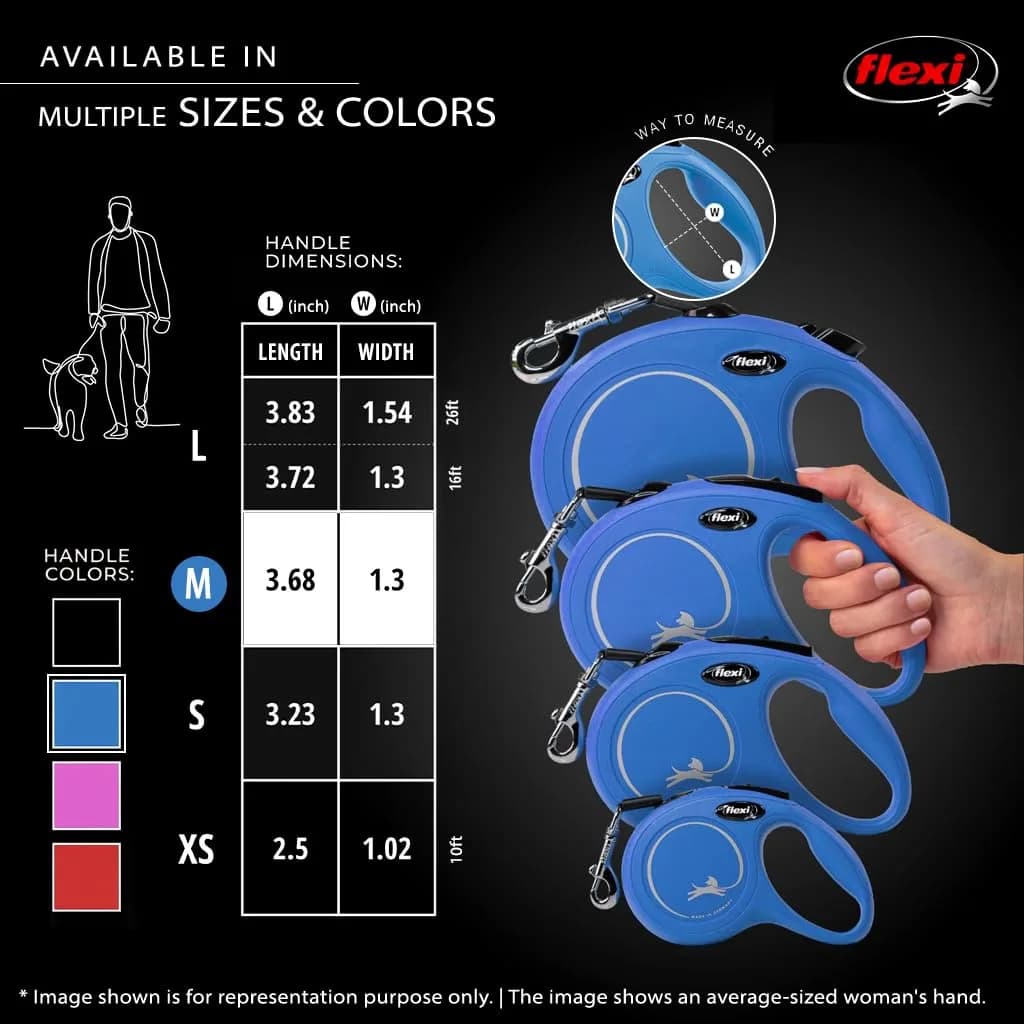 FLEXI Classic Cord Retractable Dog Leash Medium 16 ft Blue | German Engineered Durable Quality for Dogs up to 44 lbs - view 5