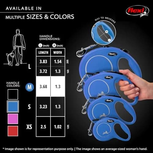 FLEXI Classic Cord Retractable Dog Leash Medium 16 ft Blue | German Engineered Durable Quality for Dogs up to 44 lbs thumbnail 5