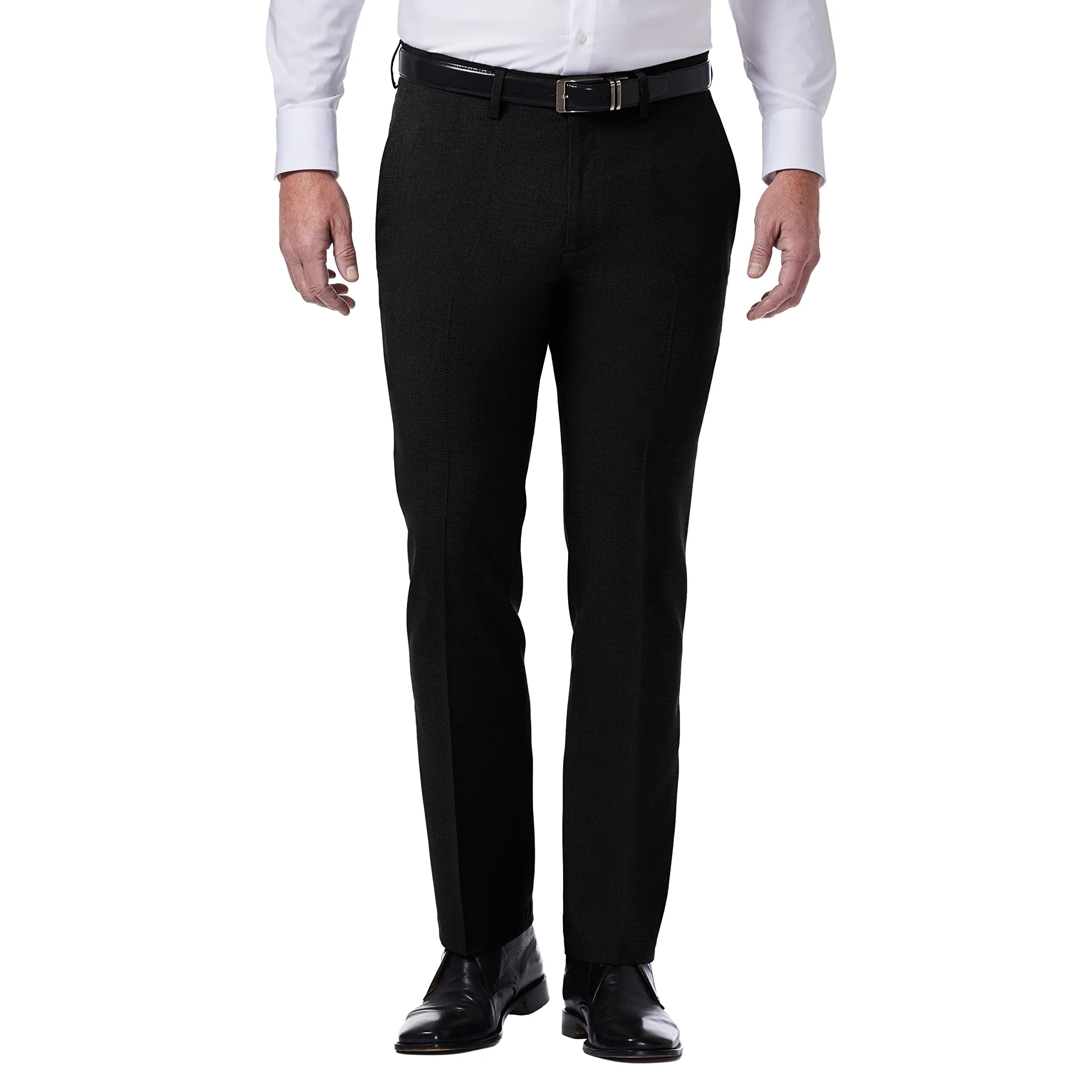 Kenneth Cole REACTION mens Stretch Heather Tic Slim Fit Flat Front Dress Pants, Black, 30W x 30L US | Comfort & Style for Indian Men