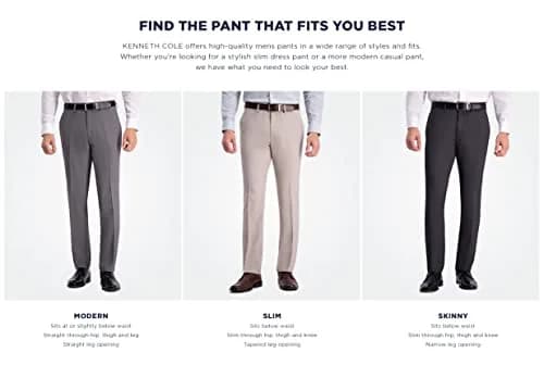 Kenneth Cole REACTION Men's Slim Fit Flat Front Dress Pant, Charcoal, 31W x 30L | Stretch & Flex Waist thumbnail 4