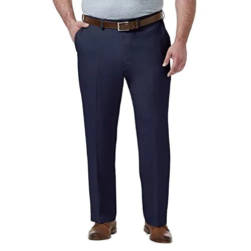 Haggar Men's Big & Tall Classic Fit Premium Comfort Dress Pant Blue | Moisture-Wicking, Expandable Waistband thumbnail 1