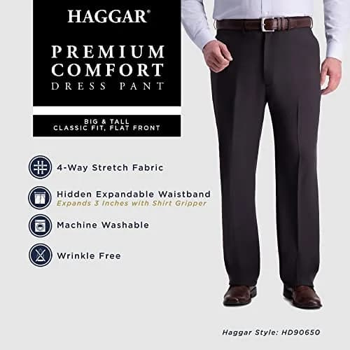 Haggar Men's Big & Tall Classic Fit Premium Comfort Dress Pant Blue | Moisture-Wicking, Expandable Waistband thumbnail 4