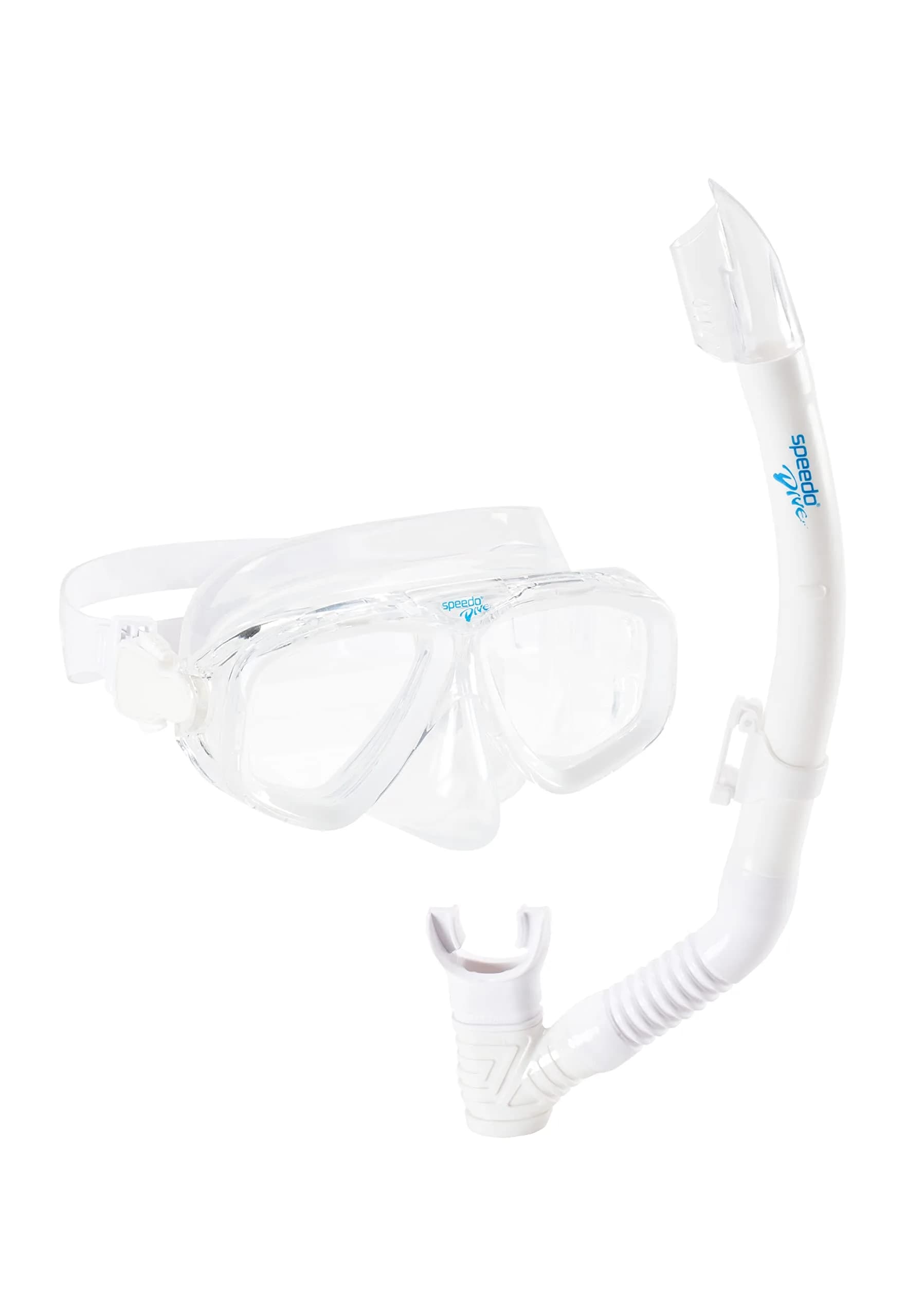 Speedo Unisex-Adult Swim Snorkel Dive Mask Anti-Fog with Nose Cover Adventure Series, M Clear, One Size — MS Black/White