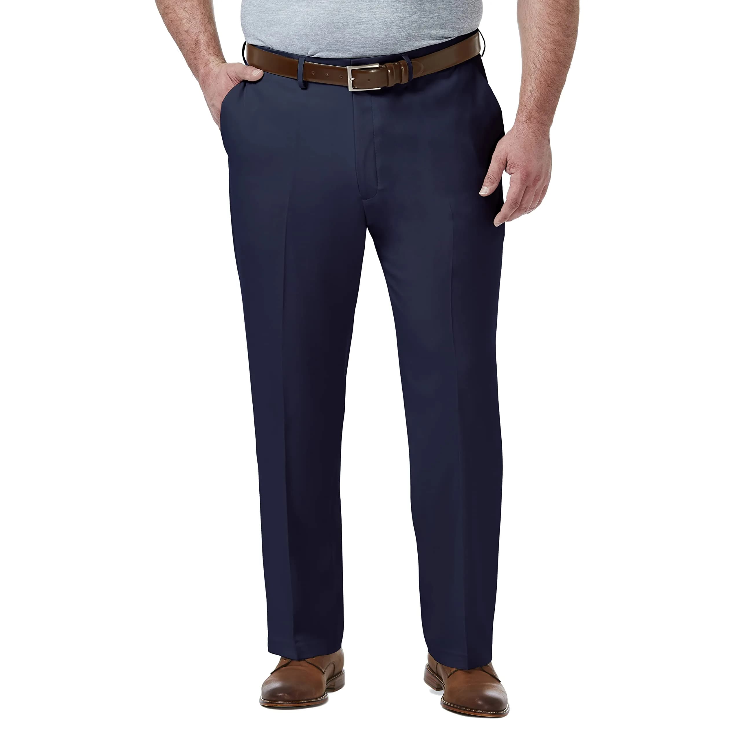 Haggar Men's Big & Tall Classic Fit Dress Pant Blue | Premium Comfort, Moisture Wicking, Hidden Expandable Waistband