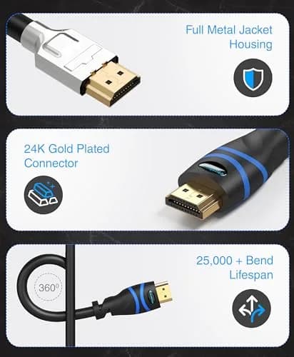 BlueRigger 75FT 4K HDMI Cable with Signal Booster | In-Wall CL3 Rated, 4K 30Hz, Compatible with Home Theatre & Gaming thumbnail 8