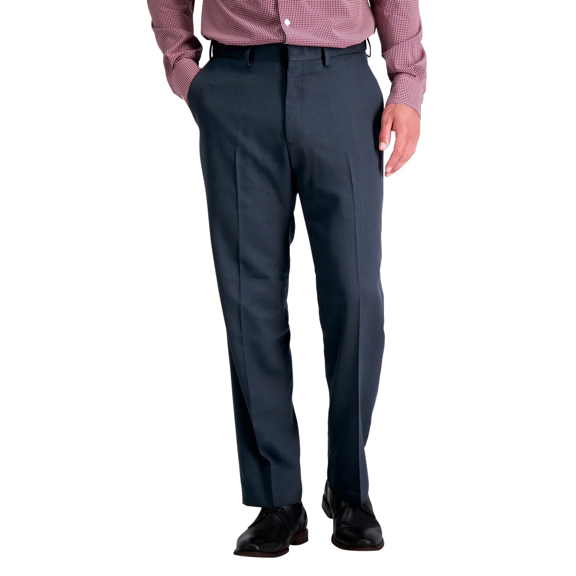 Haggar Men's Big & Tall Classic Fit Dress Pant Blue | Premium Comfort, Moisture Wicking, Hidden Expandable Waistband — Black / 48W x 29L