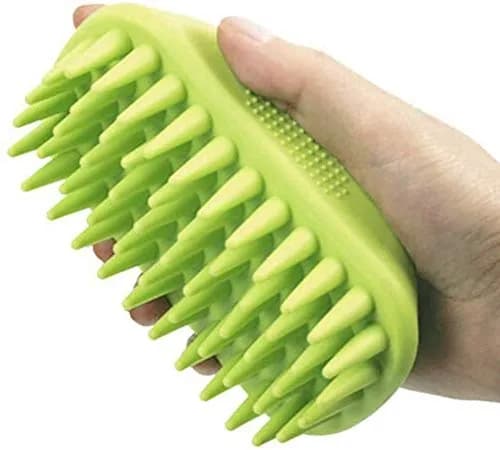 ZOOPOLR Pet Silicone Shampoo Brush 12cm x 6.5cm x 4.5cm | Dual-Effect Cleaning & Massaging for Dogs & Cats — Green