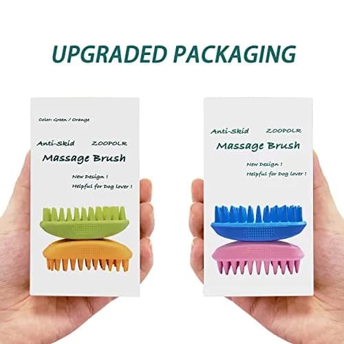 ZOOPOLR Pet Silicone Shampoo Brush 12cm x 6.5cm x 4.5cm | Dual-Effect Cleaning & Massaging for Dogs & Cats thumbnail 4