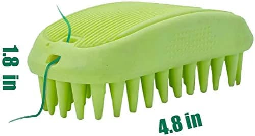 ZOOPOLR Pet Silicone Shampoo Brush 12cm x 6.5cm x 4.5cm | Dual-Effect Cleaning & Massaging for Dogs & Cats thumbnail 1