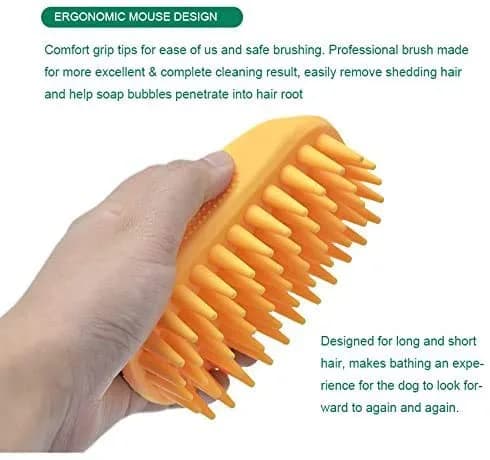 ZOOPOLR Pet Silicone Shampoo Brush 12cm x 6.5cm x 4.5cm | Dual-Effect Cleaning & Massaging for Dogs & Cats thumbnail 2