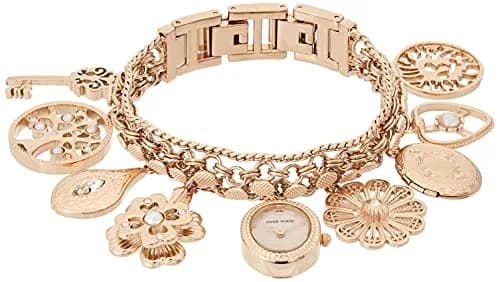 Anne Klein Women's Rose Gold Charm Bracelet Watch 18mm Case | Quartz Movement with Crystal Accents thumbnail 1