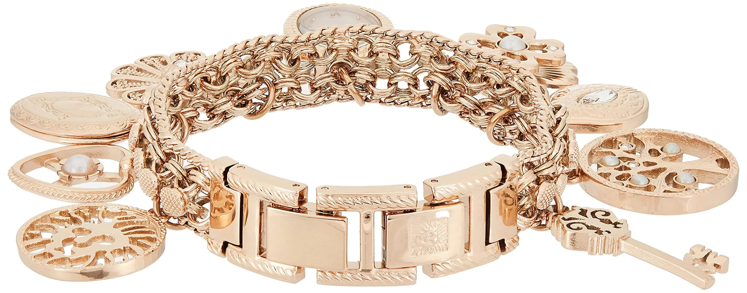 Anne Klein Women's Rose Gold Charm Bracelet Watch 18mm Case | Quartz Movement with Crystal Accents - view 2