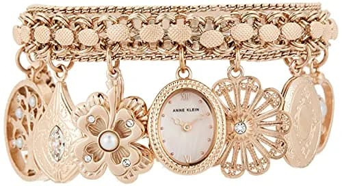 Anne Klein Women's Rose Gold Charm Bracelet Watch 18mm Case | Quartz Movement with Crystal Accents thumbnail 3