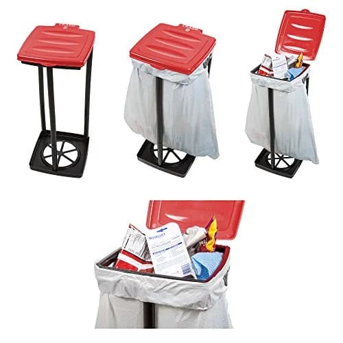 Wakeman Portable Trash Bag Holder – Collapsible 13-Gallon Indoor/Outdoor Bin | Space-Saving, Durable Plastic (Red) thumbnail 4