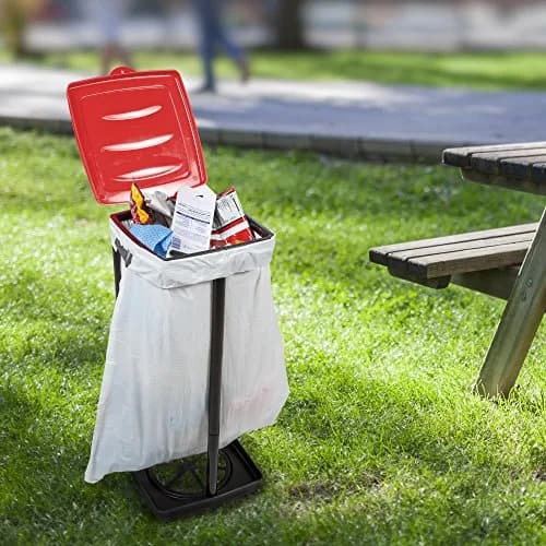 Wakeman Portable Trash Bag Holder – Collapsible 13-Gallon Indoor/Outdoor Bin | Space-Saving, Durable Plastic (Red) thumbnail 6