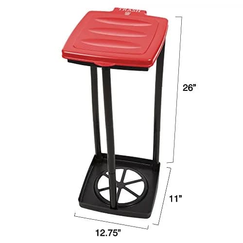Wakeman Portable Trash Bag Holder – Collapsible 13-Gallon Indoor/Outdoor Bin | Space-Saving, Durable Plastic (Red) thumbnail 3