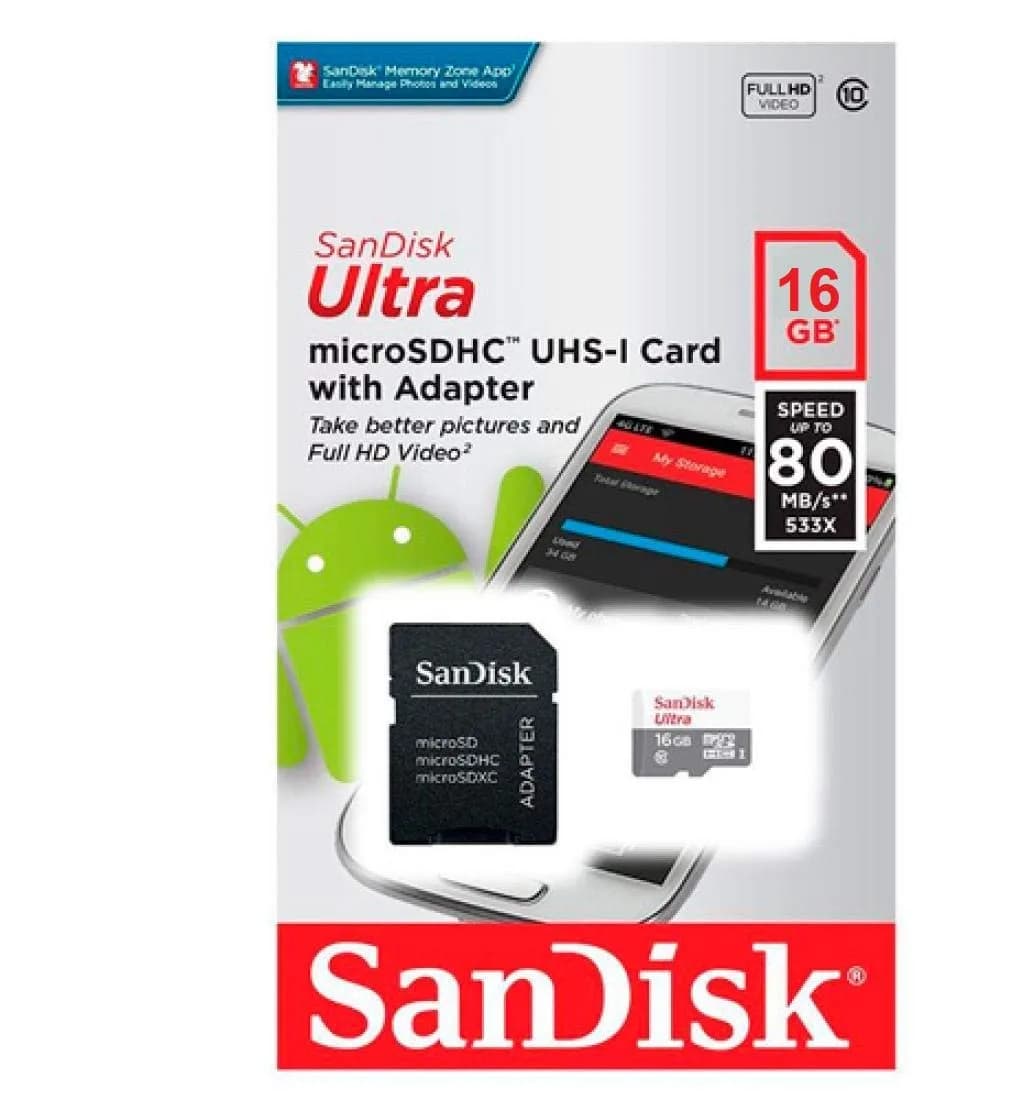 SanDisk Ultra 32GB microSDHC Card | 80MB/s Read Speed — 16GB