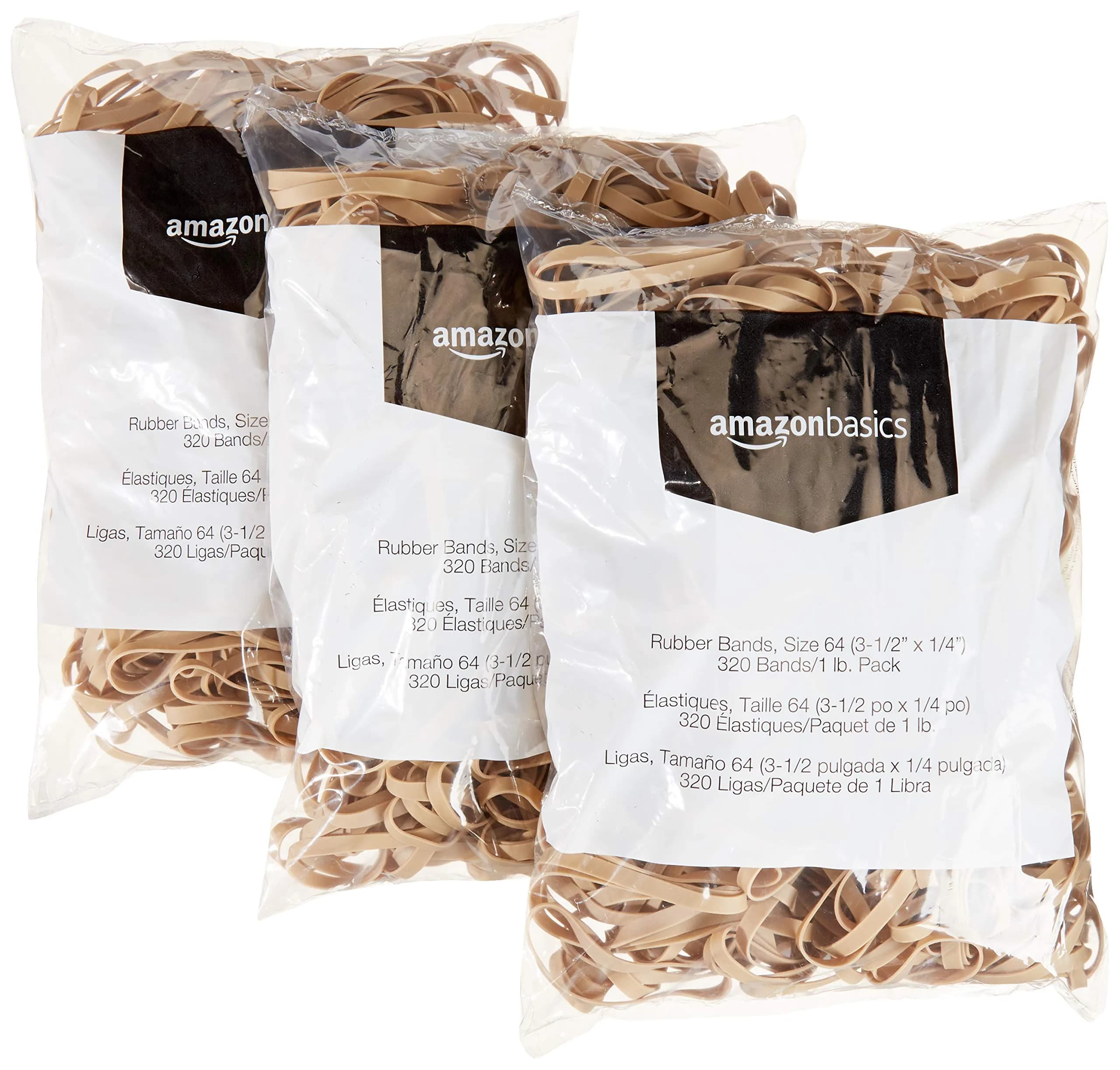 Amazon Basics Size 64 Rubber Bands | 3.5 x 0.25 Inch, 960 Bands Total (3 x 1 lb Packs) - view 3