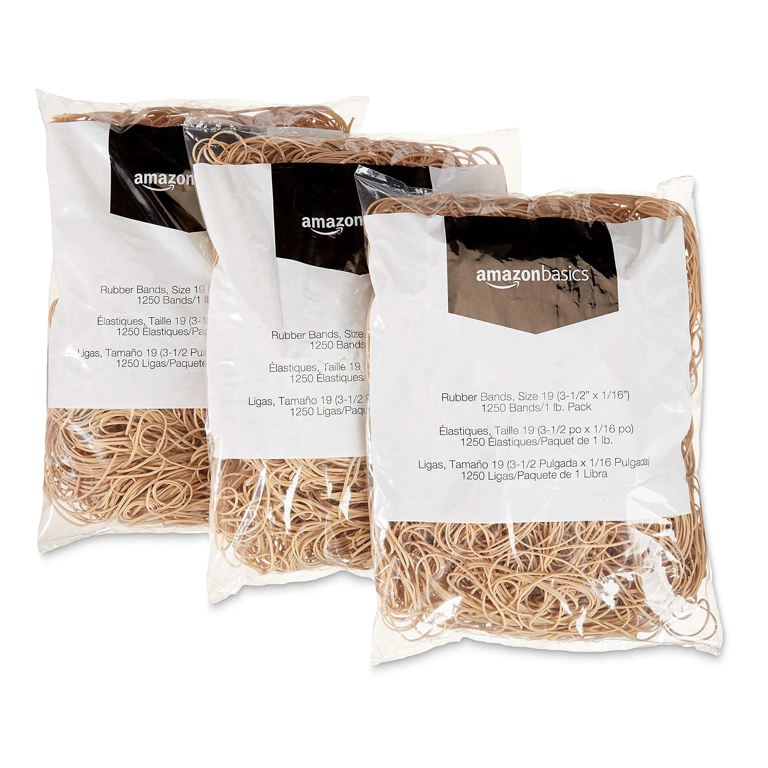 Amazon Basics Rubber Bands Size 19 (3.5 x 0.0625 Inch) | 3750 Bands Total - view 3