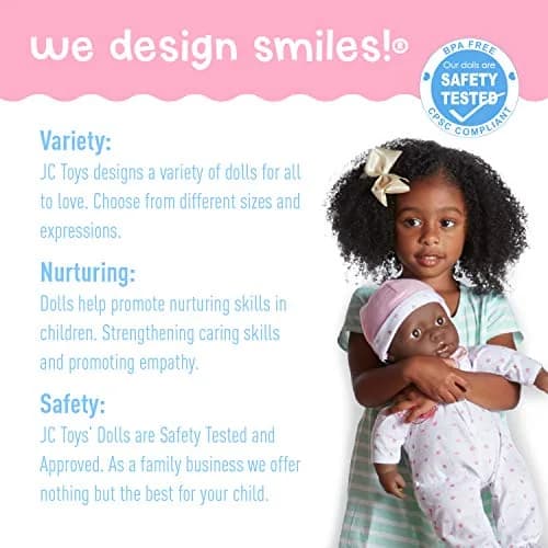 JC Toys La Baby African American 20-inch Soft Body Doll | Washable, Removable Pink Outfit & Pacifier | Ages 2+ thumbnail 4