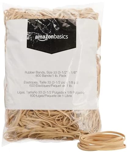 Amazon Basics Rubber Bands Size 33 (3.5 x 0.125 Inch) | 15,000 Bands Total (25 lb Pack) thumbnail 1