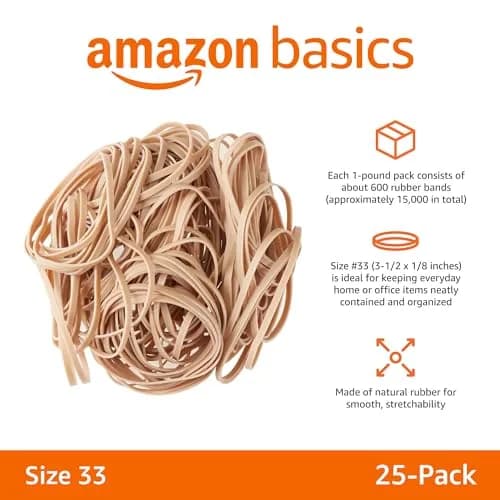 Amazon Basics Rubber Bands Size 33 (3.5 x 0.125 Inch) | 15,000 Bands Total (25 lb Pack) thumbnail 2