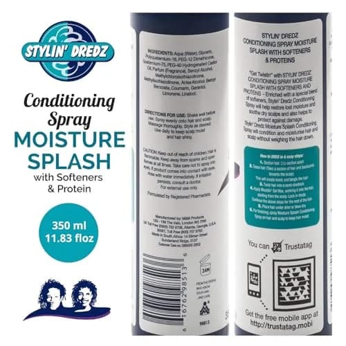 Stylin Dredz Moisture Splash Conditioning Braid Spray 350 ml Pack of 2 | Moisturizes & Soothes Dry Scalps thumbnail 2