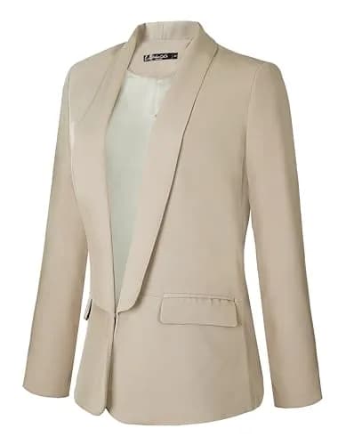 Urban CoCo Women's Office Blazer Jacket Open Front XL Khaki | Elegant Business Style thumbnail 2