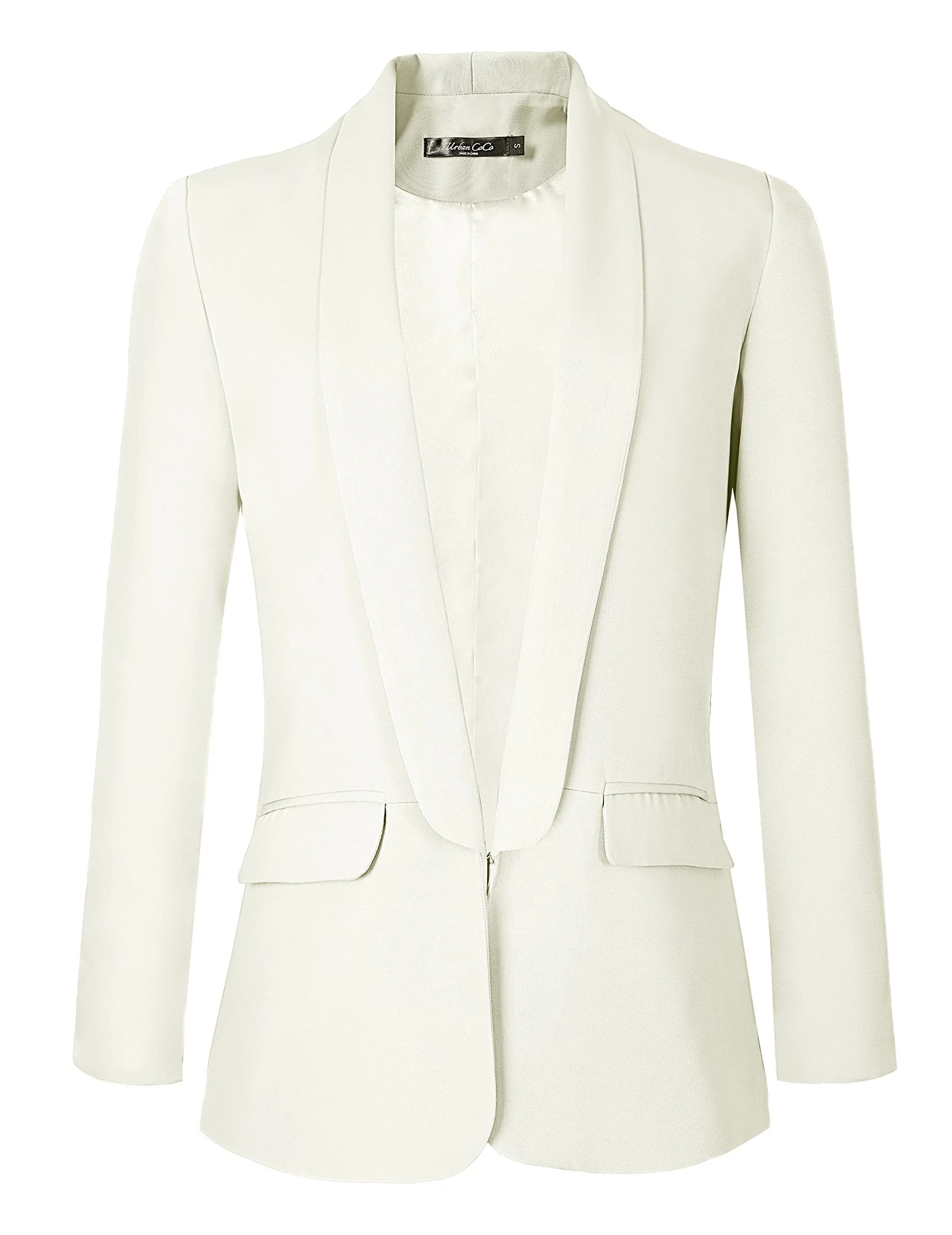 Urban CoCo Women's Formal Blazer White X-Large | Elegant Office Attire with US Import Quality