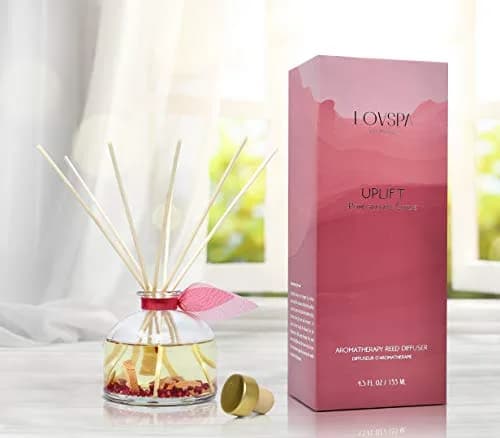 LOVSPA Reed Diffuser Set, Uplift Pomegranate Citrus Scented Oil Diffuser with Sticks, Home Fragrance Accessories for Bathroom Shelf Decor, USA Made thumbnail 6