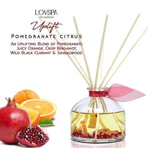 LOVSPA Reed Diffuser Set, Uplift Pomegranate Citrus Scented Oil Diffuser with Sticks, Home Fragrance Accessories for Bathroom Shelf Decor, USA Made thumbnail 2