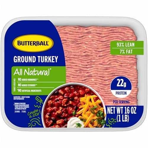 Butterball Fresh All Natural 93%/7% Lean Ground Turkey 1 lb | Gluten-Free, Hormone-Free, Humane Certified thumbnail 1