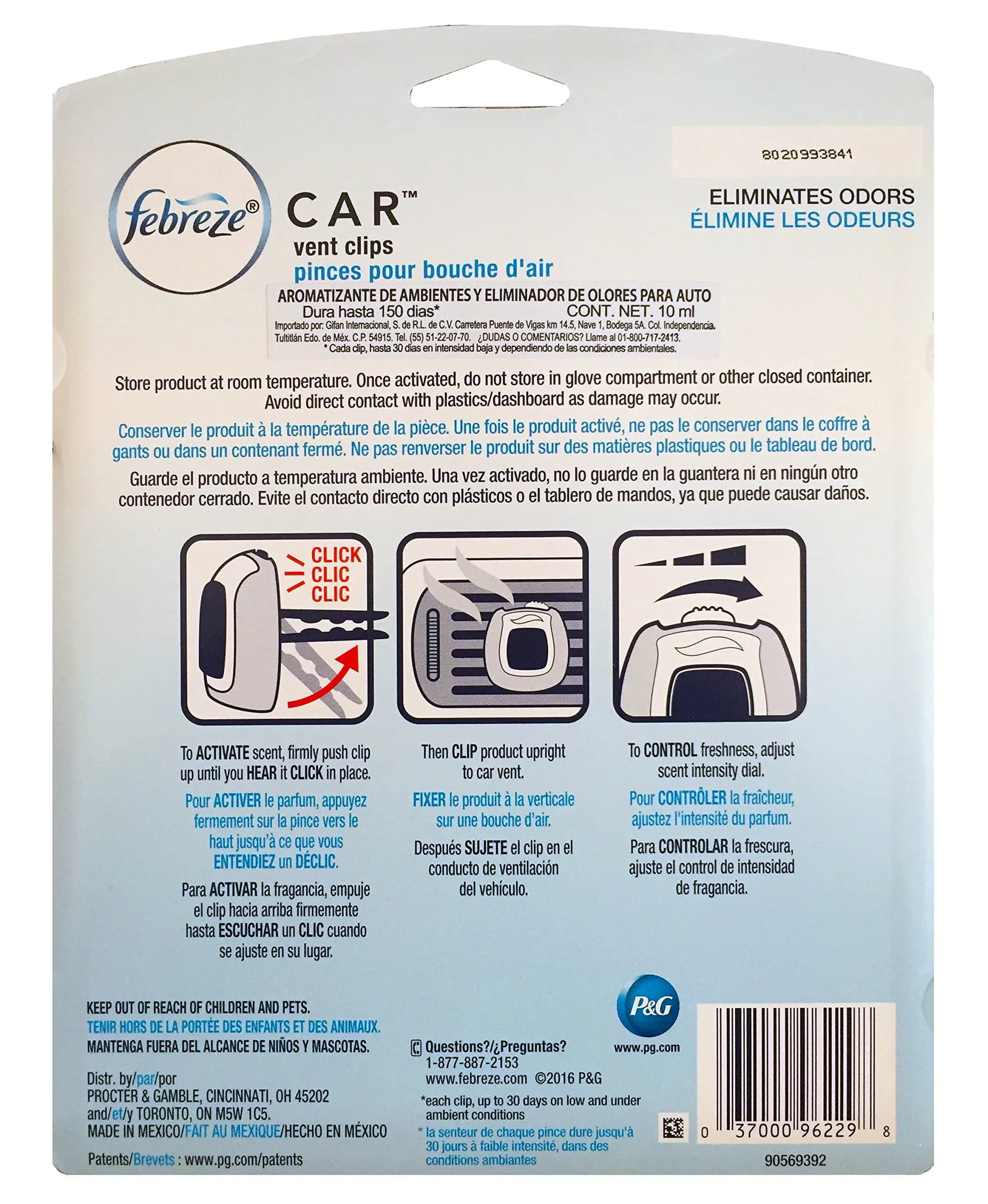 Febreze Car Air Freshener, Linen & Sky Scent, Set of 5 Clips | Lasts Up to 30 Days - view 6