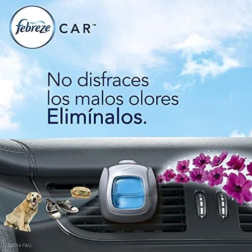 Febreze Car Air Freshener, Linen & Sky Scent, Set of 5 Clips | Lasts Up to 30 Days - view 2