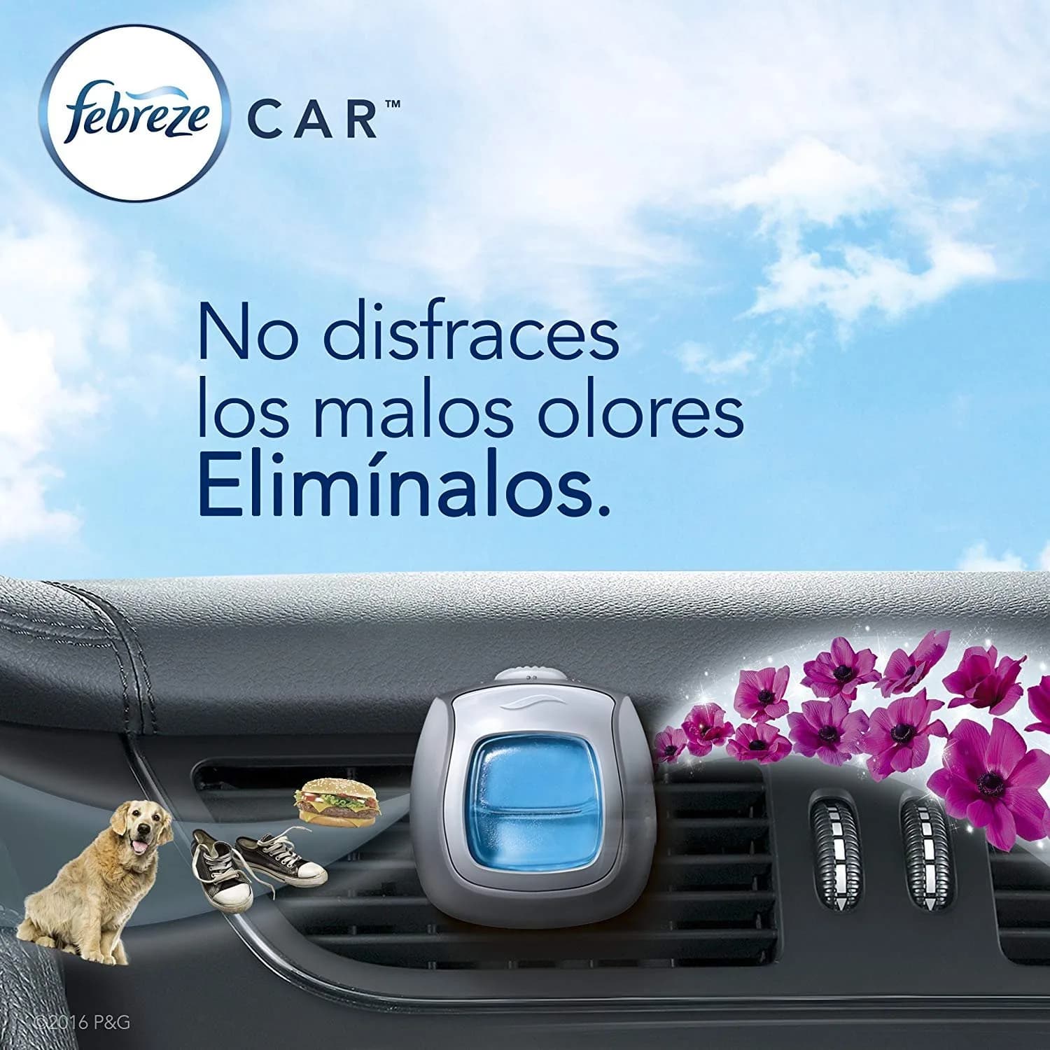Febreze Car Air Freshener, Linen & Sky Scent, Set of 5 Clips | Lasts Up to 30 Days thumbnail 2
