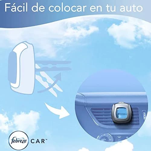 Febreze Car Air Freshener, Linen & Sky Scent, Set of 5 Clips | Lasts Up to 30 Days - view 3