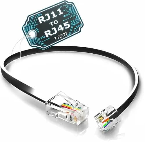 RetailAndBulk 3 ft RJ11 to RJ45 Telephone Cable (2-Pack, Black) | Connect Analog Phones via Ethernet Jacks thumbnail 1