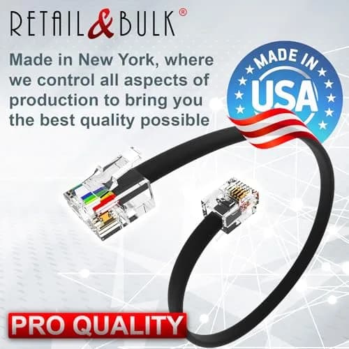 RetailAndBulk 3 ft RJ11 to RJ45 Telephone Cable (2-Pack, Black) | Connect Analog Phones via Ethernet Jacks thumbnail 6