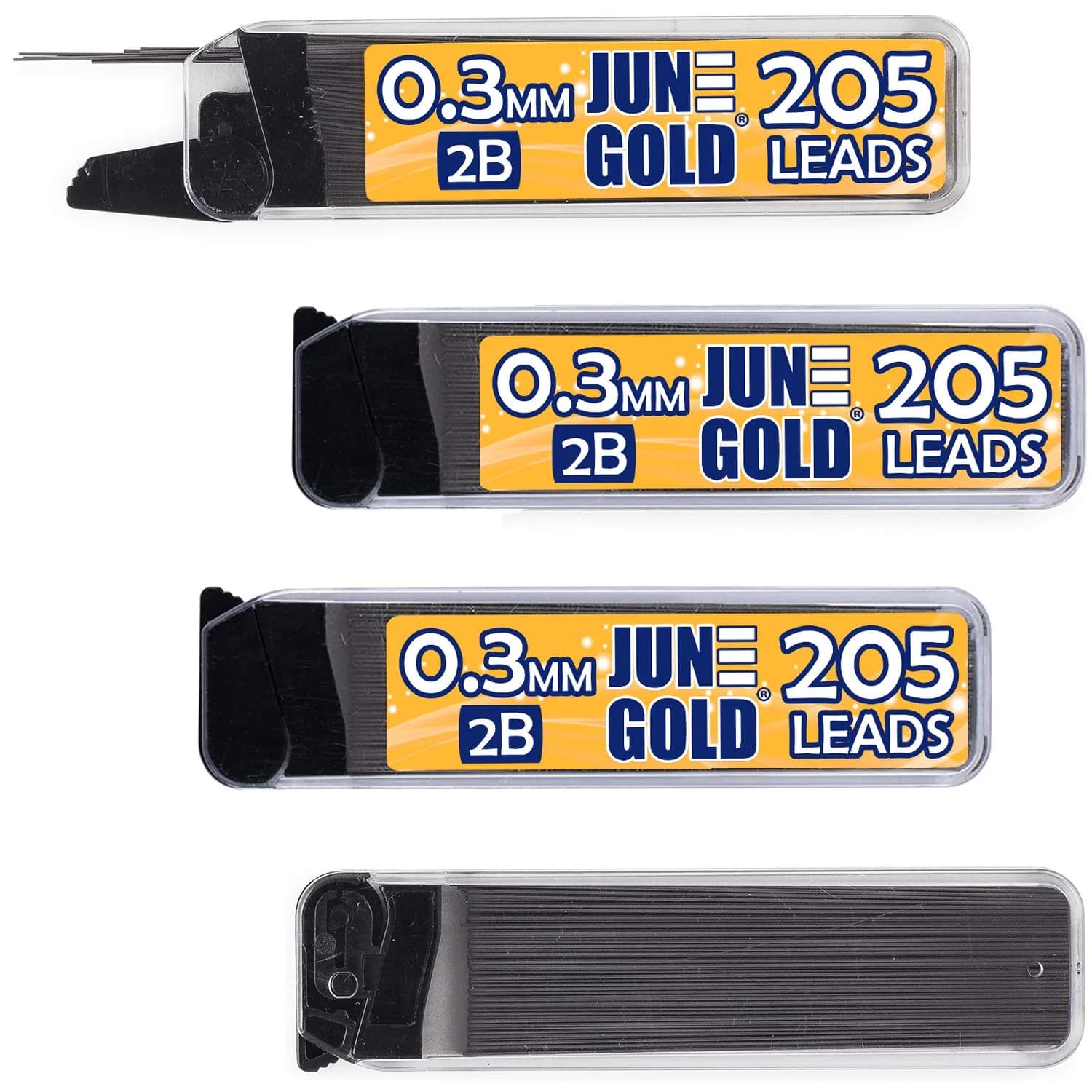 June Gold 0.3 mm 2B Graphite Lead Refills - Smooth, Break-Resistant Writing - main product image