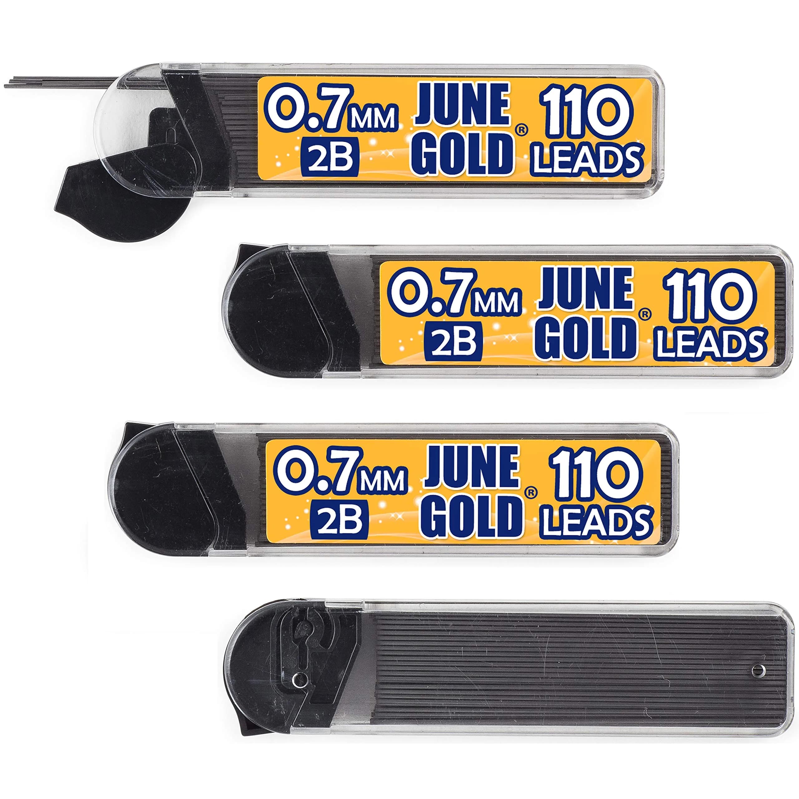 June Gold 2B Graphite 0.7mm Lead Refills, Break Resistant, 120mm Length (18 Count) - main product image