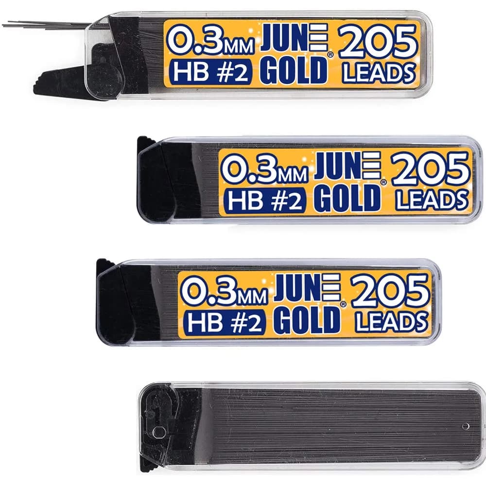 June Gold 0.3 mm HB #2 Mechanical Pencil Lead Refills, 820 Count (205 Per Dispenser) | Smooth Writing, Break Resistant Graphite - main product image