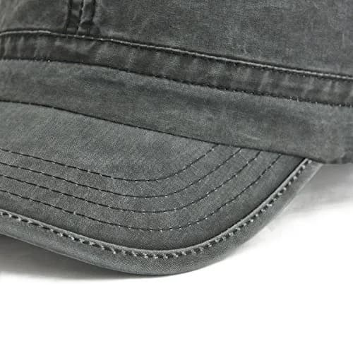 VOBOOM Men Washed Cotton Cadet Army Cap Vintage Flat Hat (Black) | Adjustable Summer & Spring Style thumbnail 6