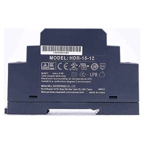 MEAN WELL Ultra Slim Step-Shape 1SU DIN Rail Power Supply 12V 1.25A 15W | China-Made, 85-264VAC Input thumbnail 1