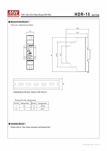 MEAN WELL Ultra Slim Step-Shape 1SU DIN Rail Power Supply 12V 1.25A 15W | China-Made, 85-264VAC Input thumbnail 5