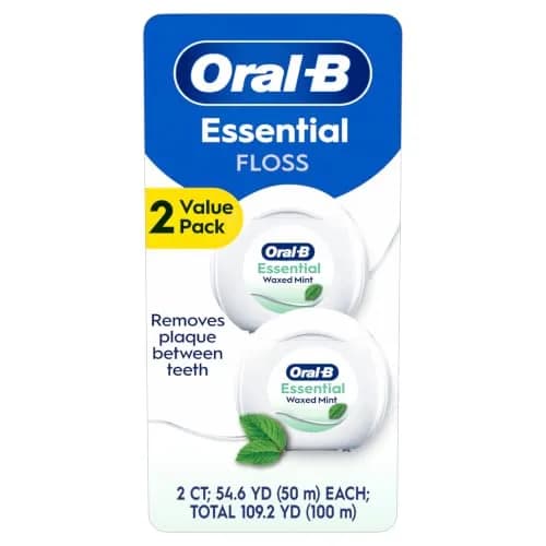 Oral-B EssentialFloss Mint Dental Floss Waxed Shred Resistant 50m (164ft) | Cavity Defense thumbnail 1