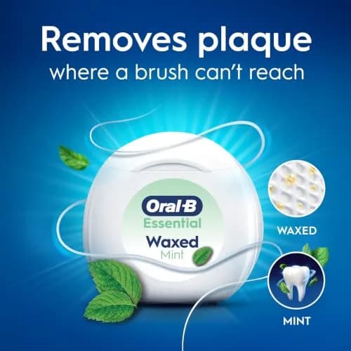 Oral-B EssentialFloss Mint Dental Floss Waxed Shred Resistant 50m (164ft) | Cavity Defense thumbnail 2
