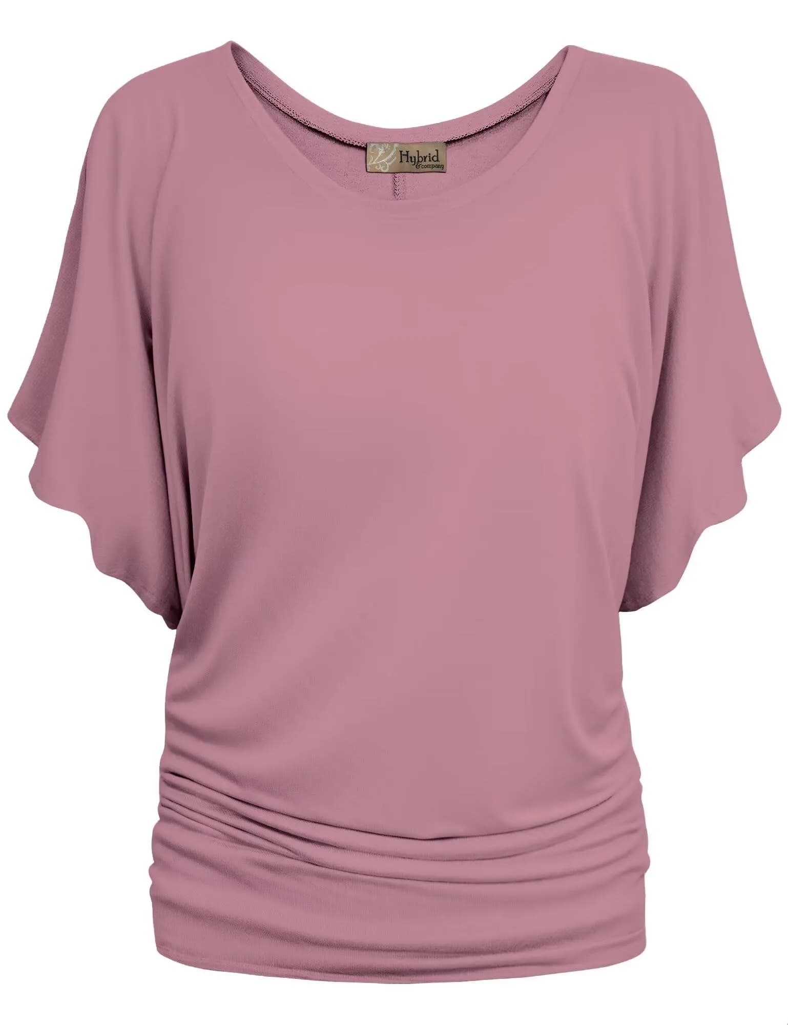 Hybrid & Company Women's Dolman Shirt KT44130 Heather GR S | Casual, Stretchable Summer Top — Rose / X-Large