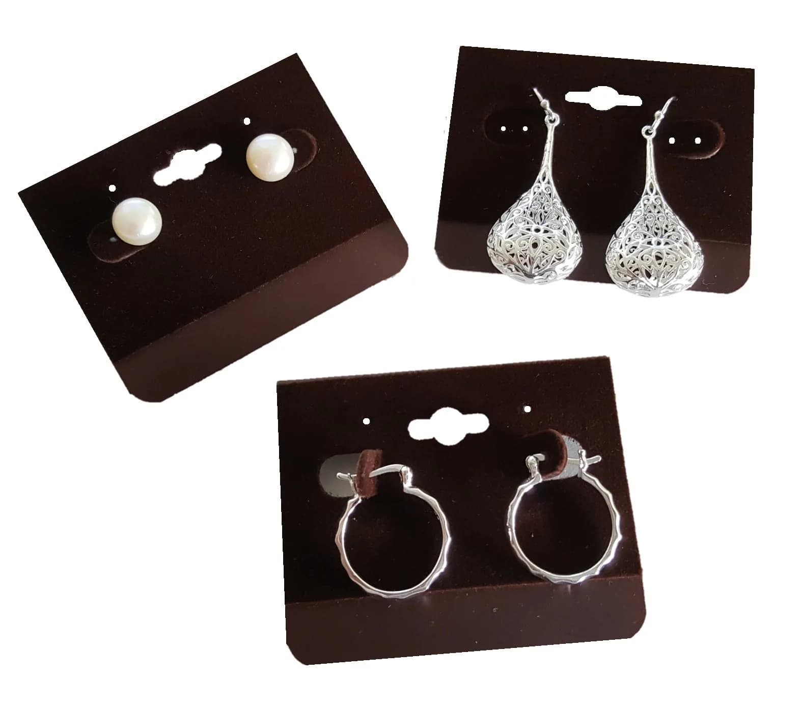 N'ice Packaging Cordovan Shade Earring Display Cards 6.35cm x 5.08cm (2.5" x 2") | Velvet-Lined for Jewelry Shops - view 3