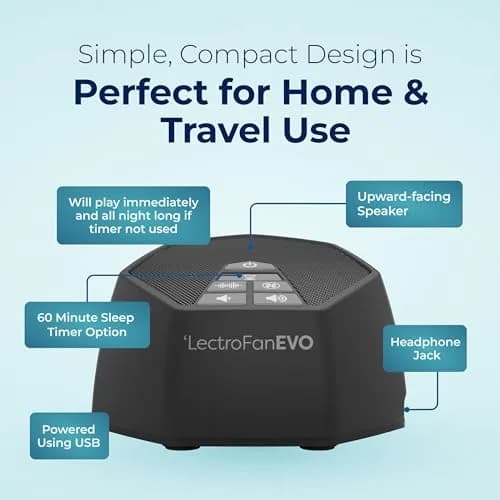 LectroFan EVO Sound Machine Charcoal | 22 Non-Looping Sounds, 120cm (4ft) AC Power Cord thumbnail 6